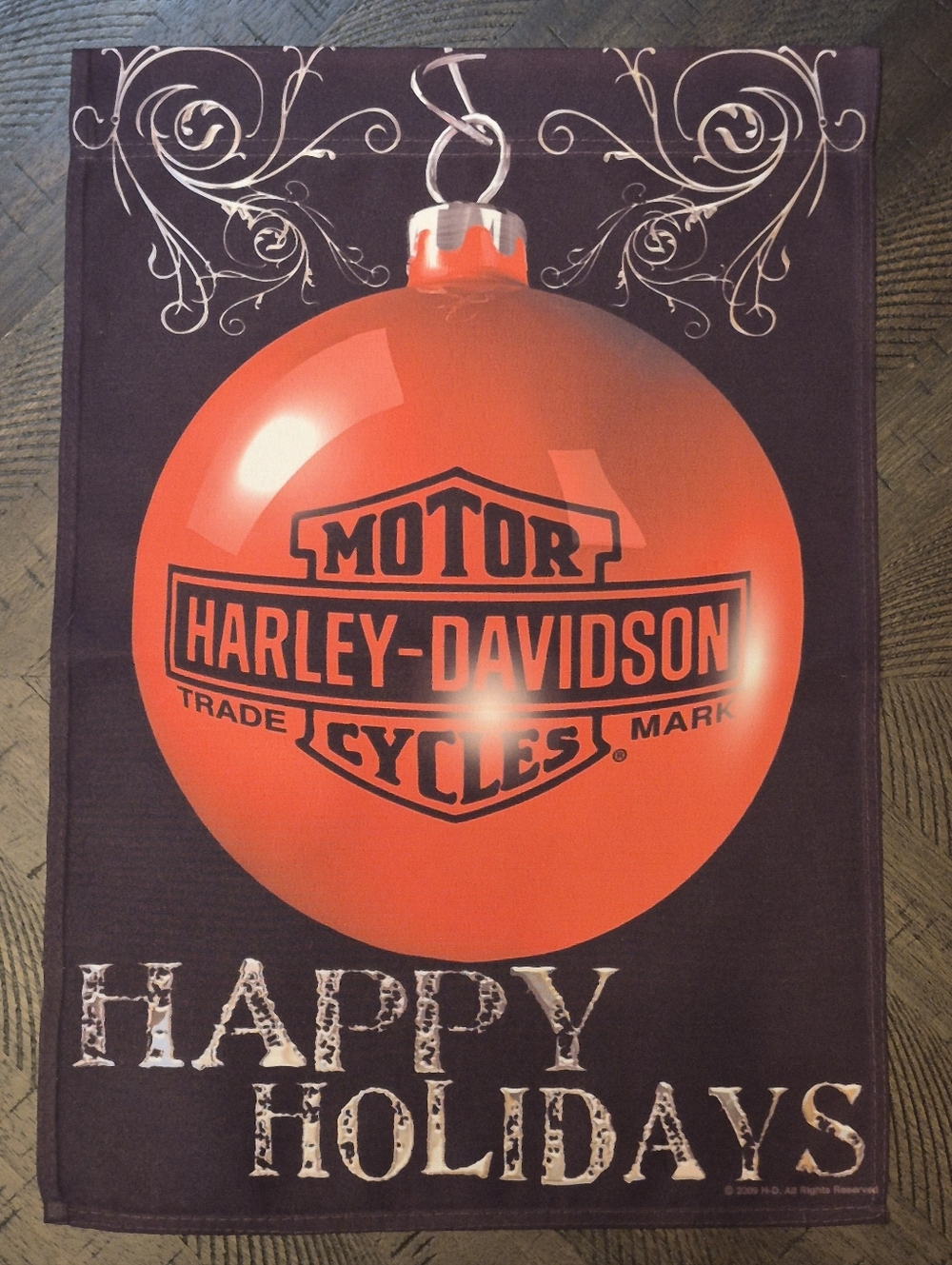 Harley-Davidson Orange Ornament Holiday Garden Flag
